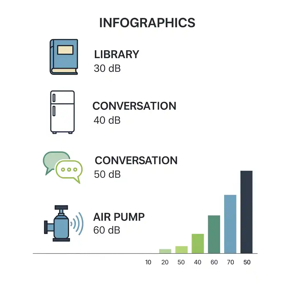 a morden Infographic comparing decibel levels