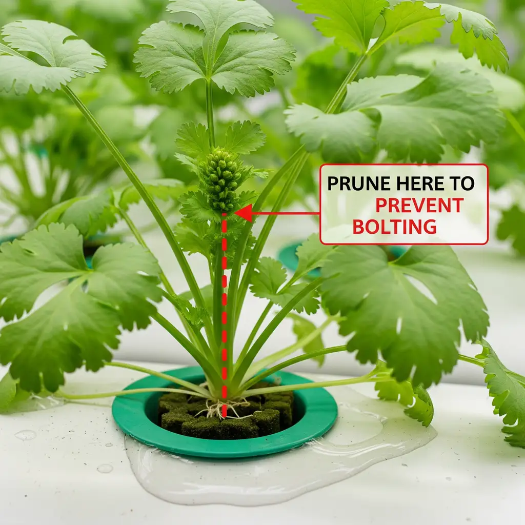 Hydroponic Herb Gardens Decoded: Grow Vibrant Mediterranean Flavors Year-Round 4 A comparison photo of healthy, vibrant hydroponic cilantro next to a plant with yellow, curling leaves due to improper pH.