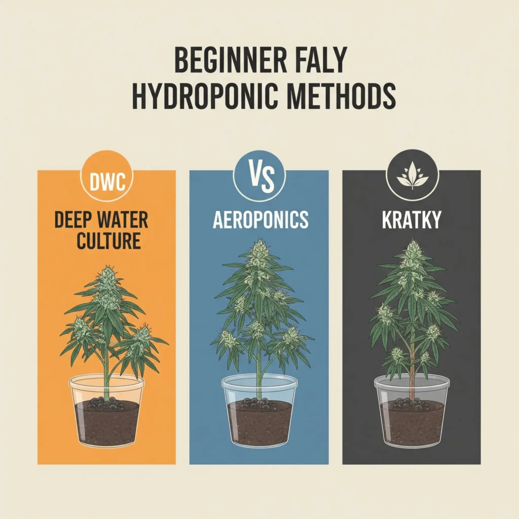 Comparing DWC, Aeroponics, and Kratky for a hydroponic cannabis setup | Beginner's guide.