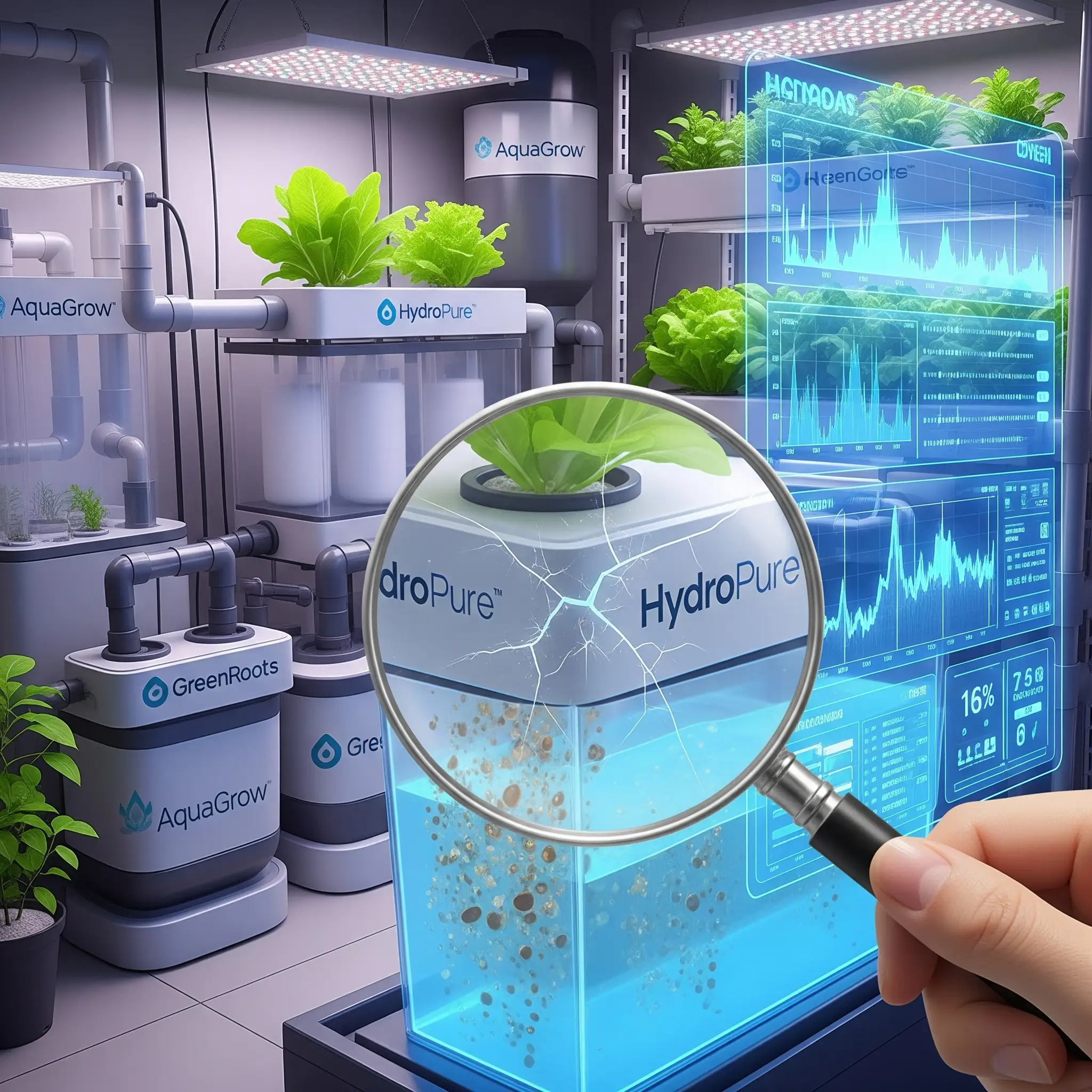 Hydroponic equipment with brand analysis and reliability testing