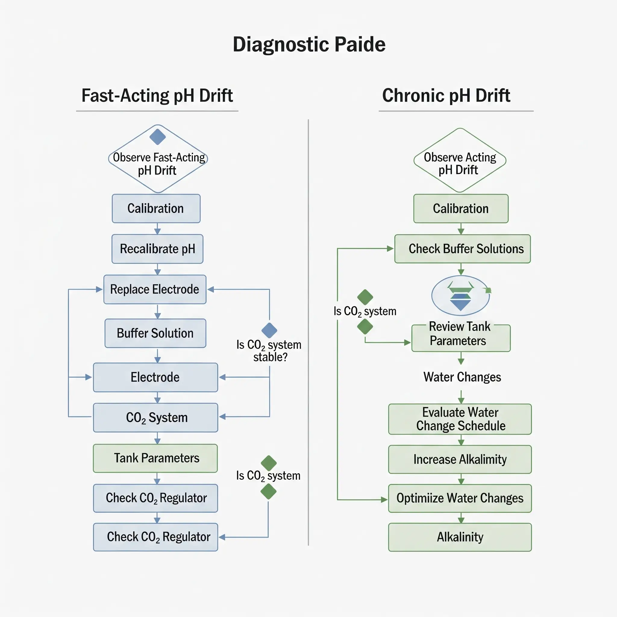 A visual guide or mini-flowchart showing the diagnostic paths for fast-acting vs. chronic pH drift.