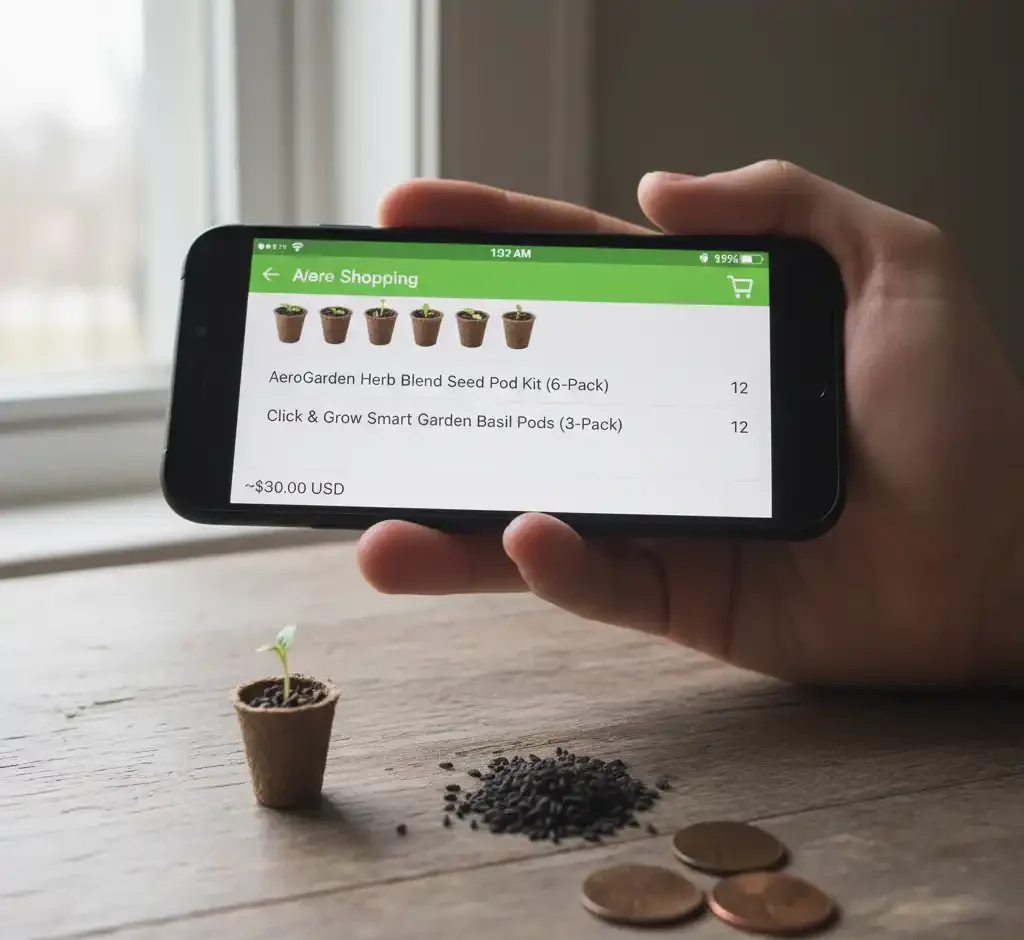 Countertop Hydroponics Exposed: The 28-Day Lie & The High Cost of Convenience 3 Comparison of the high cost of proprietary seed pods for hydroponic kits versus the low cost of bulk seeds.