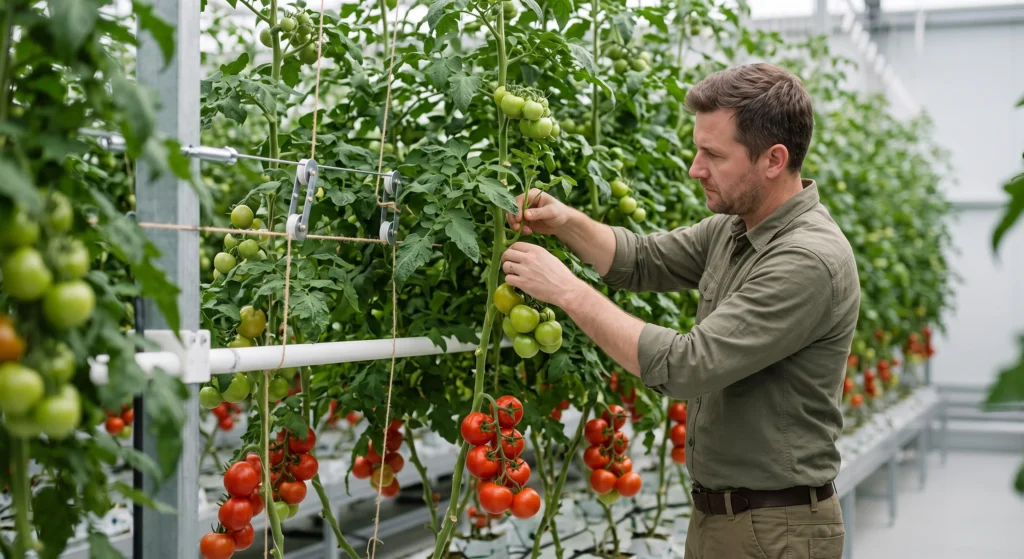 Hydroponic Tomatoes for Beginners: Your Engineering Blueprint 14 Trellising and pruning an indeterminate hydroponic tomato plant