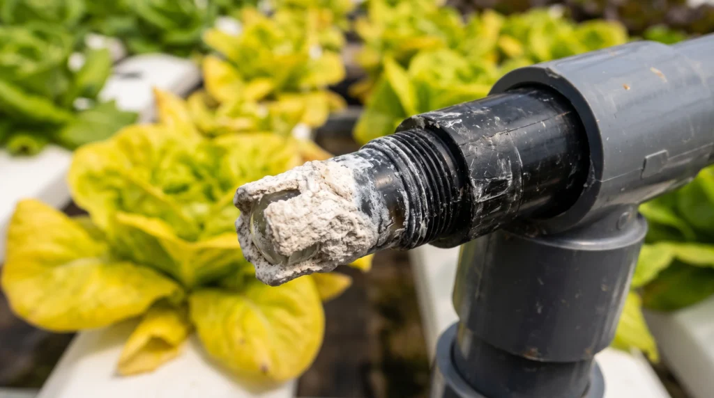 The Ultimate Hydroponic pH Meter Guide: Anatomy of a $1,200 Mistake 2 Old hydroponic pH sensor with heavy calcium buildup causing inaccurate pH readings