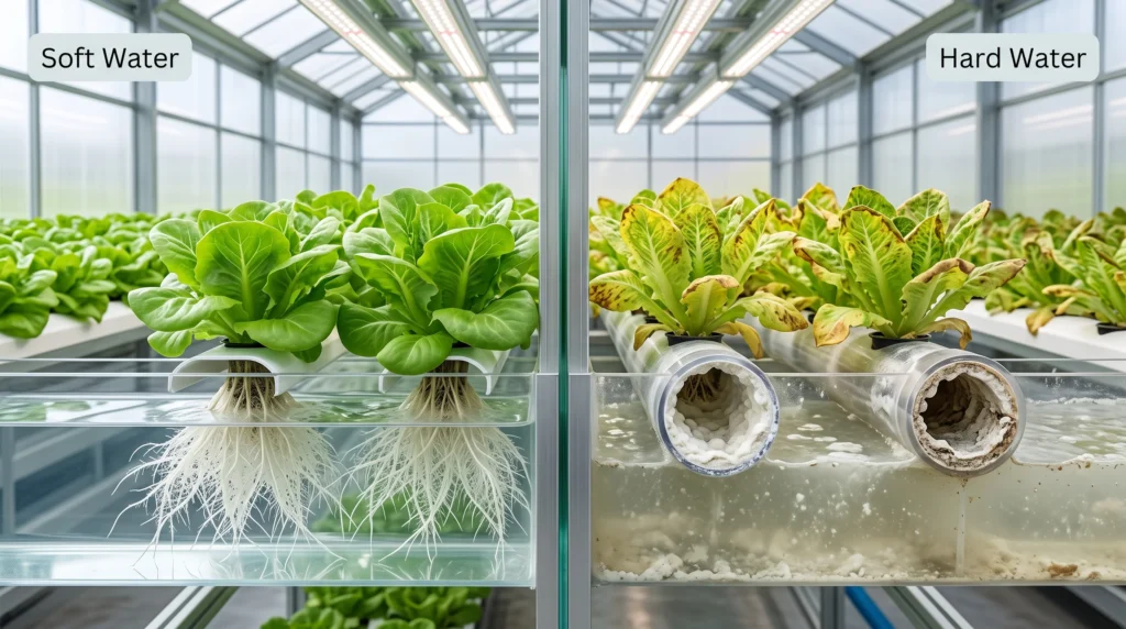 Comparison of soft water and hard water effects on hydroponic nutrient solutions