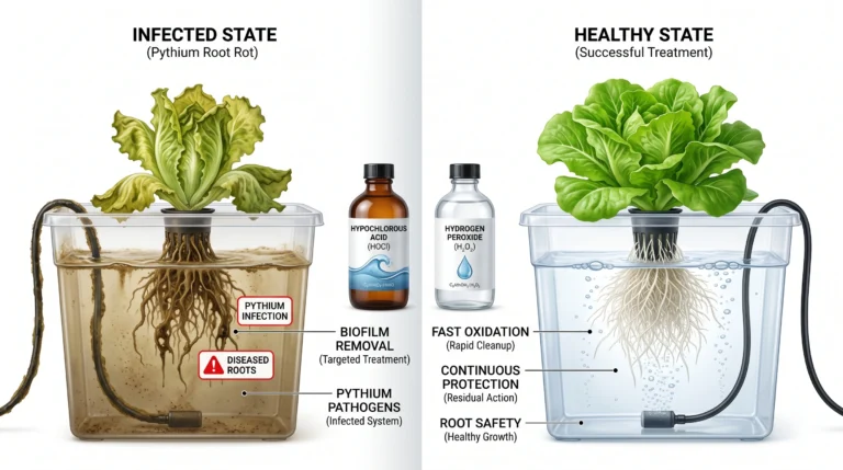 Pythium Root Rot: Hypochlorous Acid vs Hydrogen Peroxide