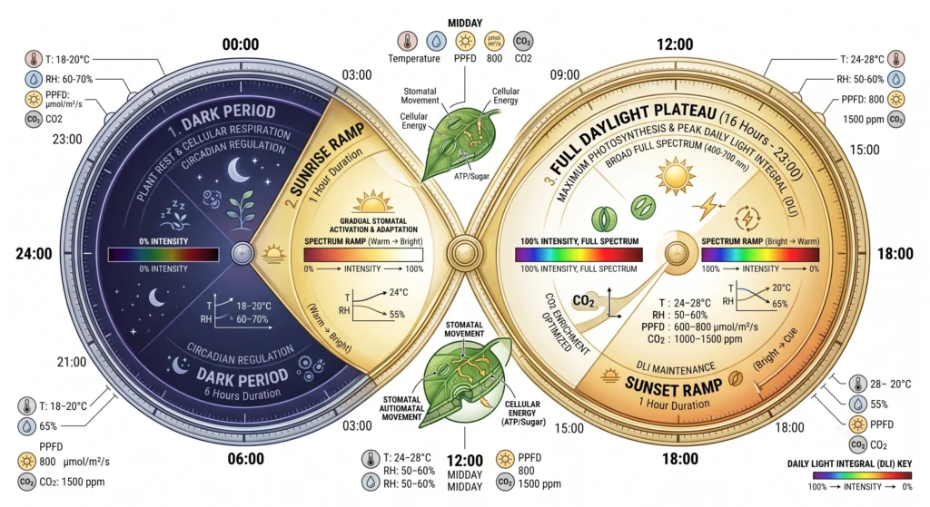 24 hour grow light dimming schedule for hydroponic plants