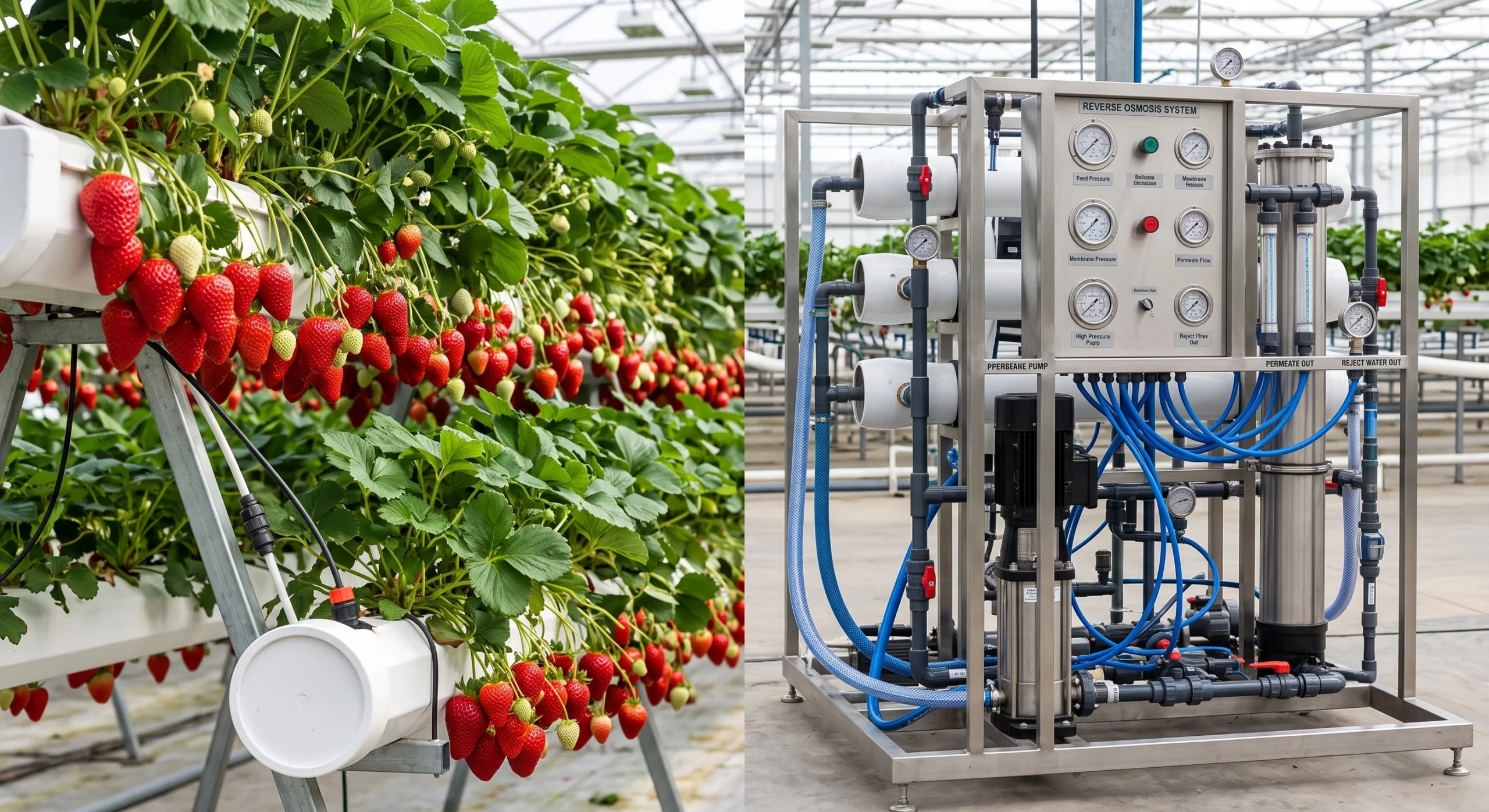 Digital EC and TDS meter measuring electrical conductivity of source water before preparing a hydroponic nutrient solution.