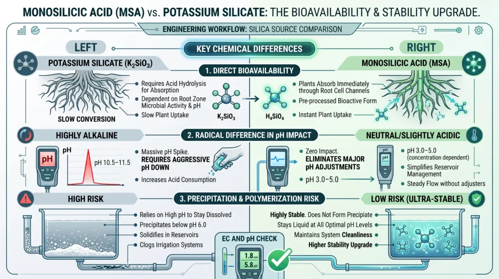 Monosilicic Acid (MSA) vs. Potassium Silicate The Bioavailability & Stability Upgrade