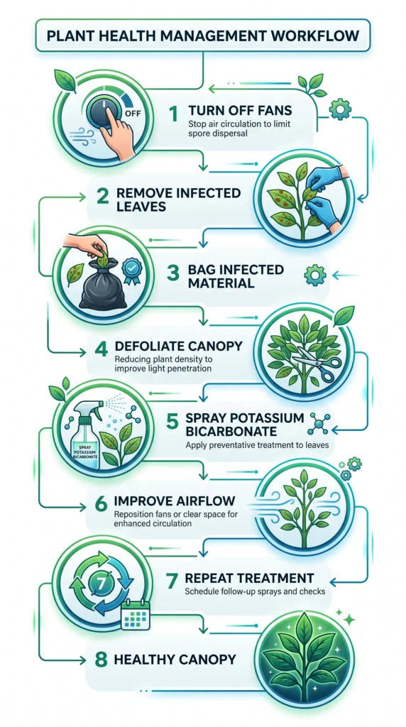 Powdery Mildew Prevention in High-Humidity Grow Tents: The Ultimate Eradication Guide 5 Step-by-step process for removing and treating powdery mildew in a grow tent.