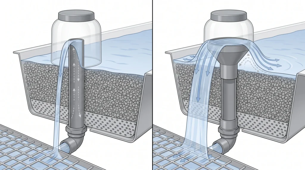Siphon Drain Systems: Bell Siphon vs Auto-Siphon in Ebb and Flow Hydroponics 4 Affnan modification using a PVC reducer at the Bell Siphon standpipe to improve siphon initiation