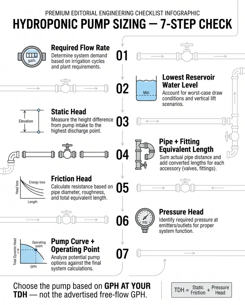 Hydroponic Pump Sizing: Calculating True GPH and Head Loss 15 Hydroponic pump sizing checklist for calculating flow rate, TDH and selecting a pump
