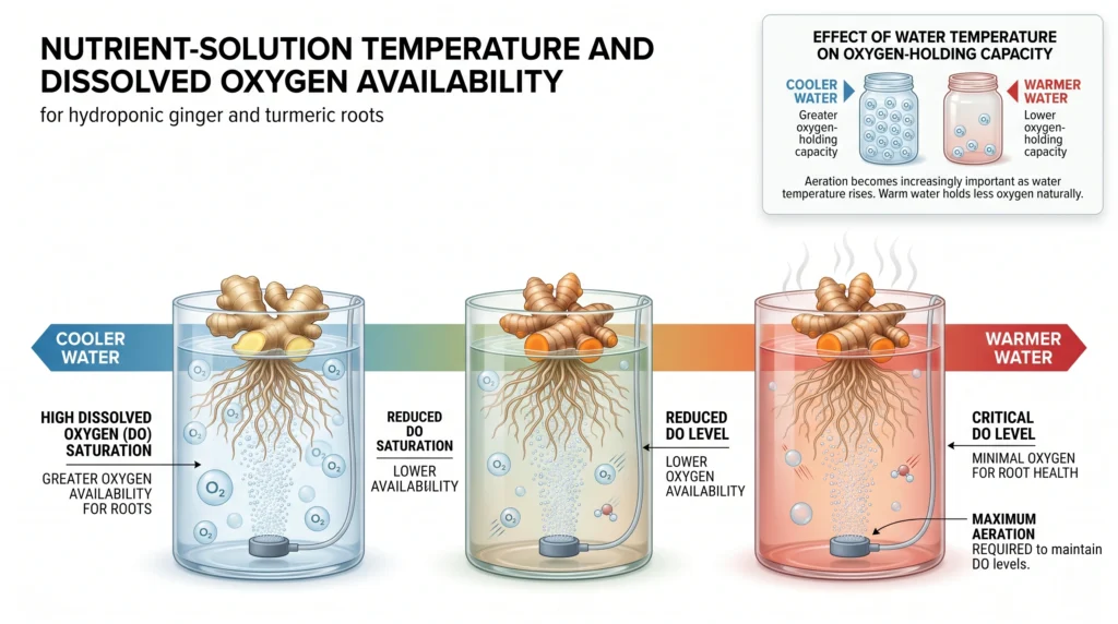 Hydroponic root-zone temperature and dissolved oxygen relationship in warm nutrient solution