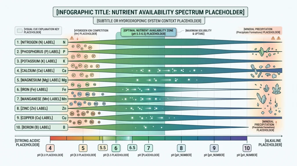 Nutrient Lockout vs Deficiency in Hydroponics: Diagnosis and Recovery Protocol 3 Hydroponic nutrient availability across acidic and alkaline pH levels with optimal nutrient uptake between pH 5.5 and 6.5