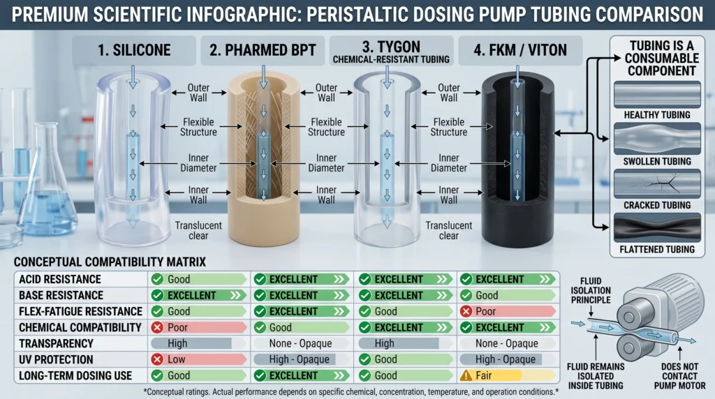 Industrial Peristaltic Dosing Pumps for Automated pH Buffering 5 Chemical-resistant peristaltic pump tubing materials for hydroponic pH dosing