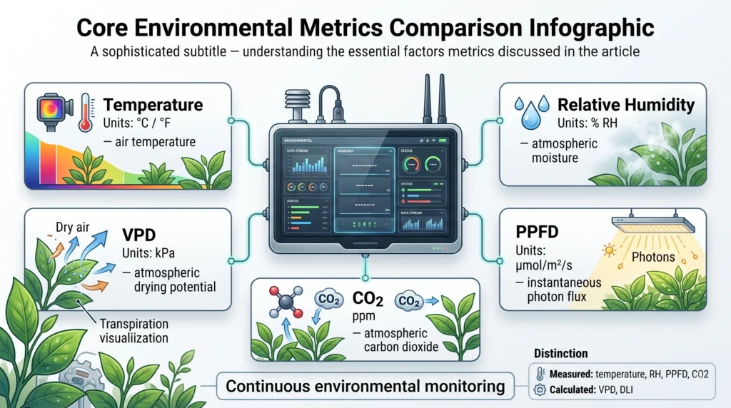 Pulse Pro Environmental Monitor Review: Precision VPD, Light, and CO2 Tracking 16 Environmental monitor measuring VPD, PPFD, CO2, temperature and humidity for hydroponic growing