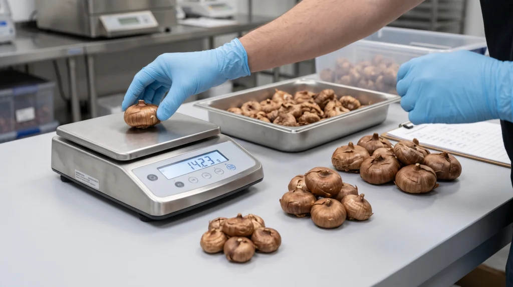 Advanced Hydroponic Saffron Cultivation: Systems, Corms, and Nutrients 2 Corm mass directly correlates with floral output. Mass dictates energy reserves. Sorting corms by weight using a precision scale is a mandatory baseline procedure.