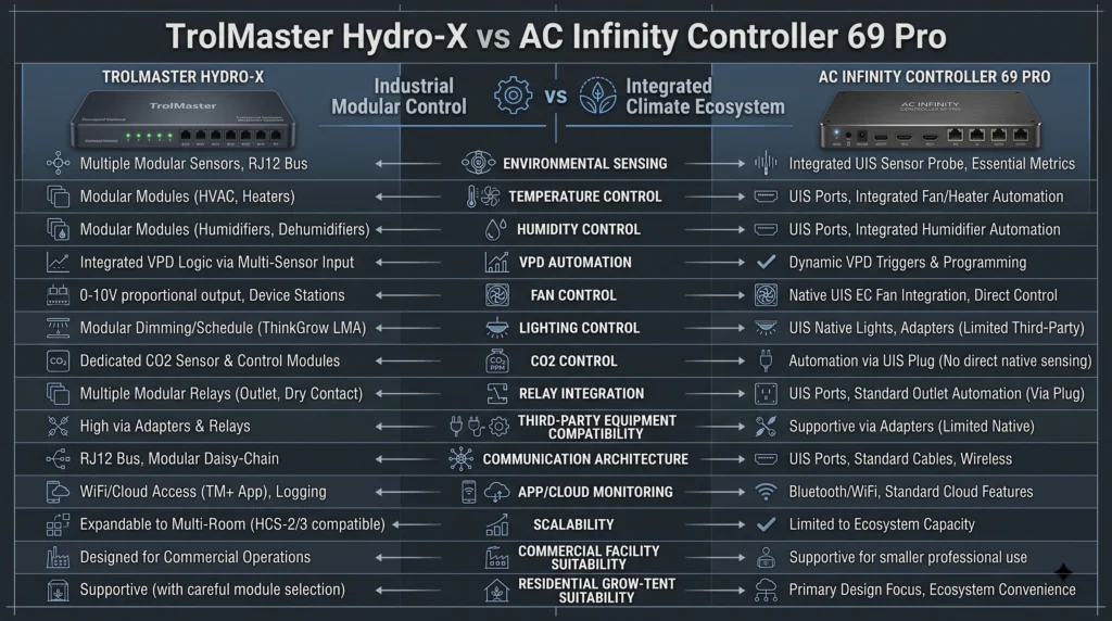 TrolMaster Hydro-X vs AC Infinity Controller 69 Pro: Technical Comparison 3 TrolMaster Hydro-X and AC Infinity Controller 69 Pro feature comparison