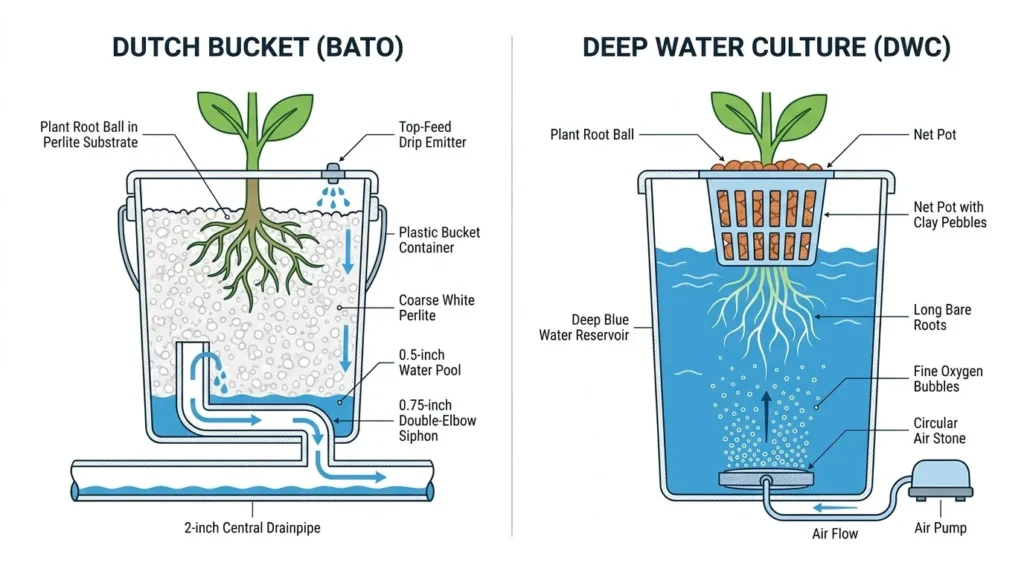 Dutch Bucket vs DWC: Which System Wins for Tomatoes, Peppers & Heavy Vining Crops? 12 hydroponic_system_schematic