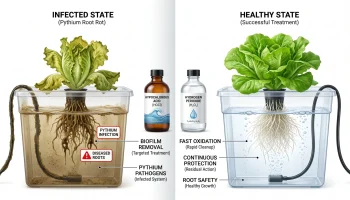 Comparison of hypochlorous acid and hydrogen peroxide treatments for hydroponic root rot caused by Pythium.