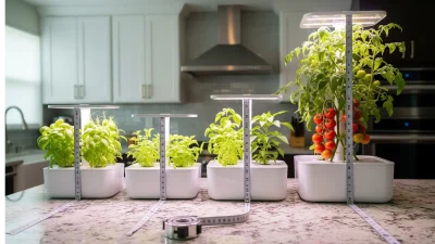 A visual comparison of different AeroGarden models, from the compact Sprout to the large Farm, illustrating their size, height, and capacity differences for a comprehensive AeroGarden review.