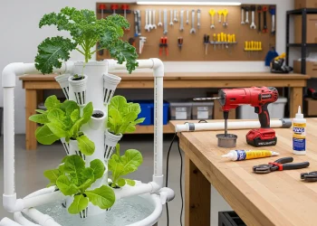 A DIY PVC vertical hydroponics system blueprint and guide for building a high-yield urban garden.
