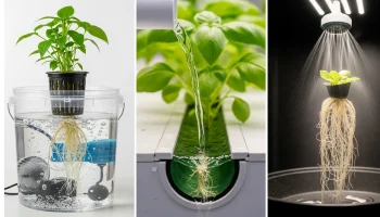 A side-by-side comparison of hydroponic systems, showing DWC, NFT, and Aeroponics to help growers choose the right one