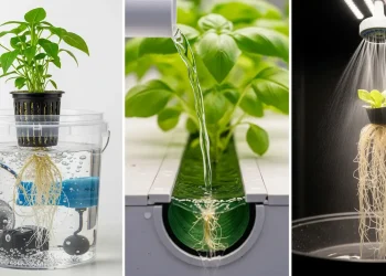A side-by-side comparison of hydroponic systems, showing DWC, NFT, and Aeroponics to help growers choose the right one