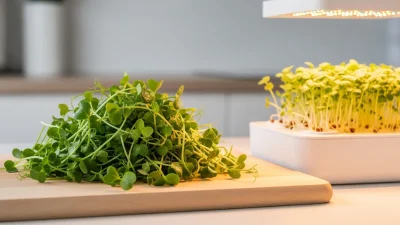 Freshly harvested hydroponic microgreens ready for consumption from a soilless system
