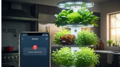 A visual review of the Gardyn smart garden, showcasing a successful crop of plants in contrast with a glitching app on a smartphone.