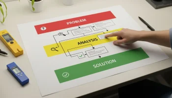 A printable hydroponic troubleshooting flowchart showing a systematic way to diagnose plant problems.