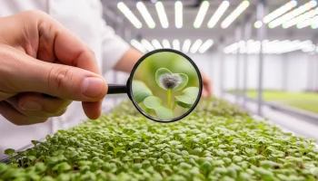 An expert guide to microgreens troubleshooting for common problems like mold and diseases.