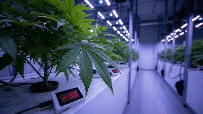 Cinematic view of a vibrant cannabis plant in a DWC system showing the optimal EC and pH for cannabis veg vs bloom.