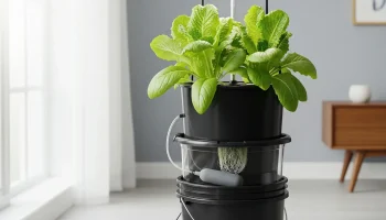 A quiet indoor hydroponics setup in a modern apartment.